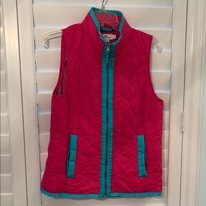 Vineyard Vines Pink and Teal Quilted Vest S